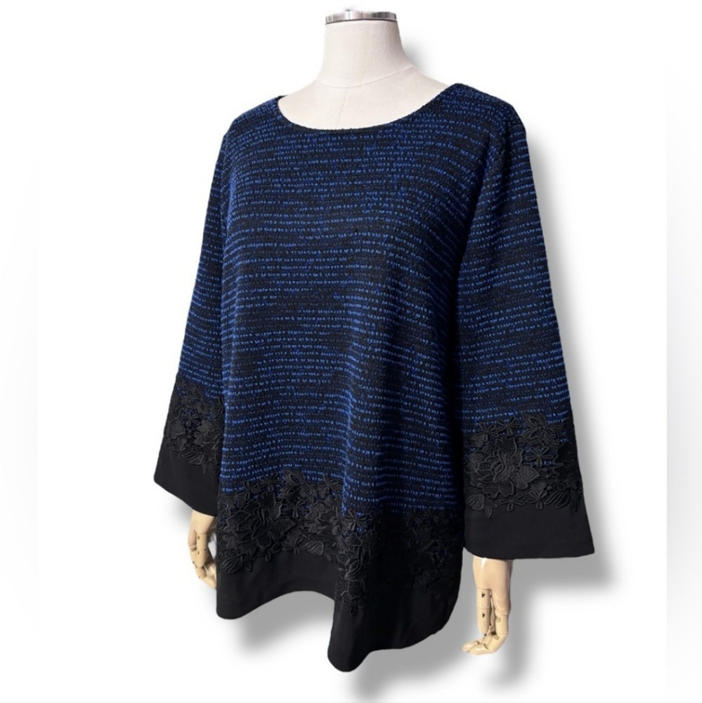 Karl Lagerfeld Blue Tunic with Relaxed Fit and Asymmetrical Hem